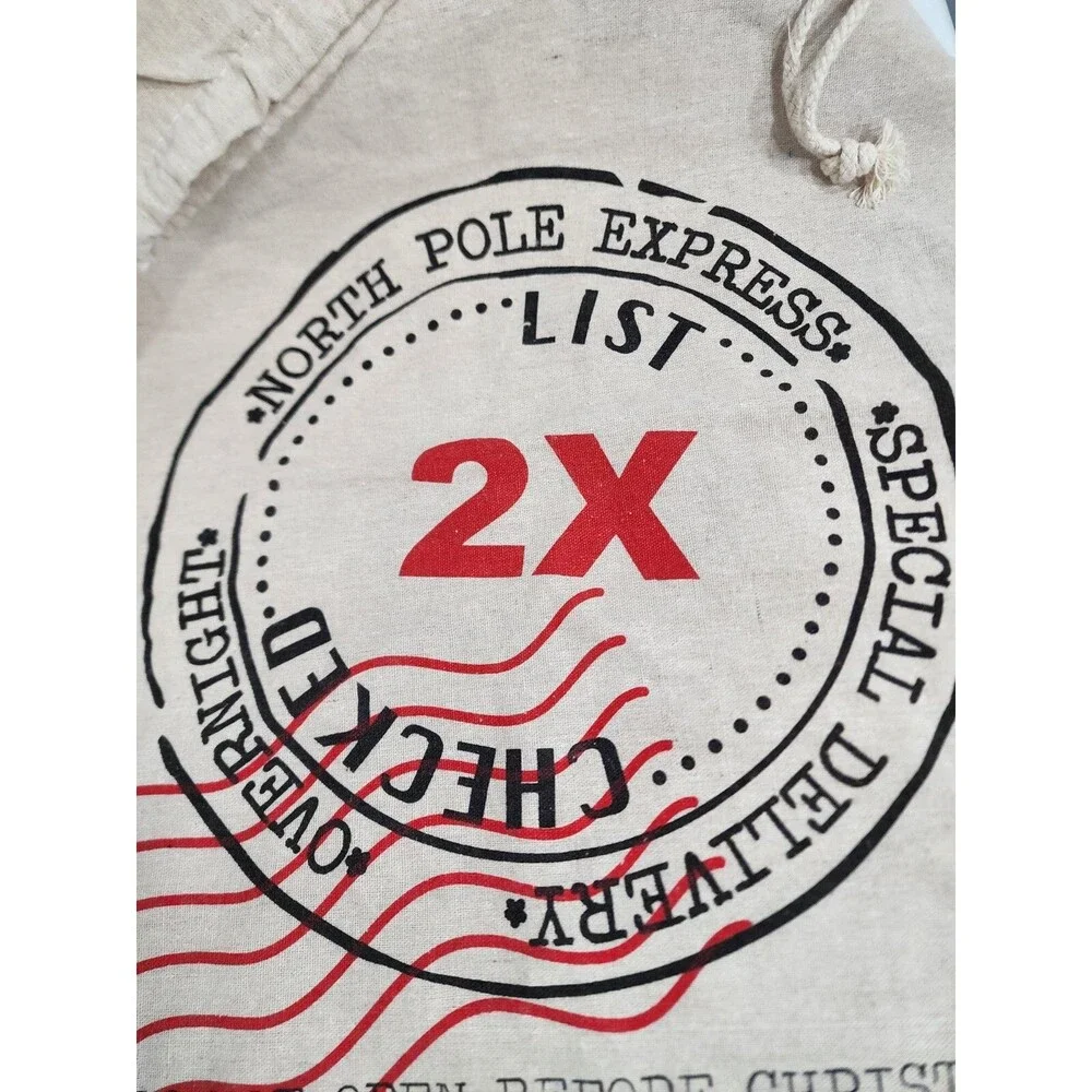 North Pole Express Special Delivery Santa's Gift Draw String Sack Bag